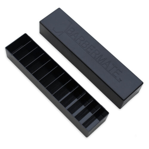 barbermate blade case black open lid logo