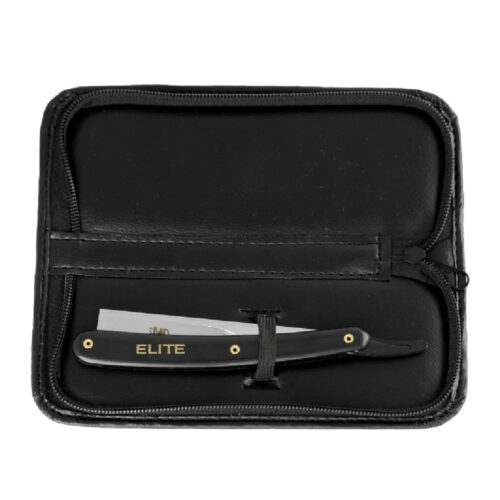 leather razor travel pouch open